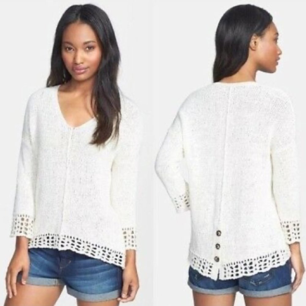Lucky Brand Issy Mix Stitch ivory pullover Sweater (1196)🦋🔮